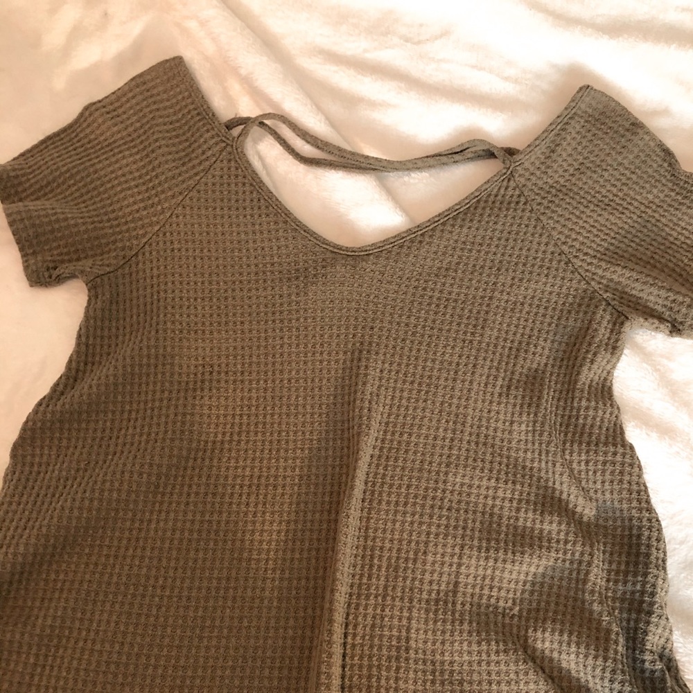 Waffle knit blouse